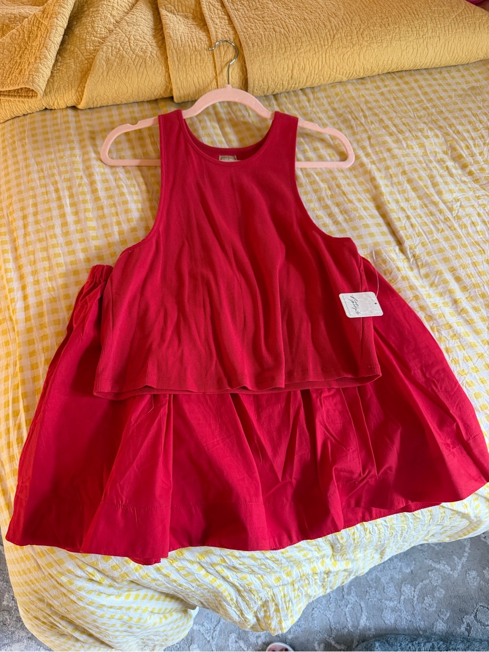 Free People Red Halter Mini Skirt and Tank